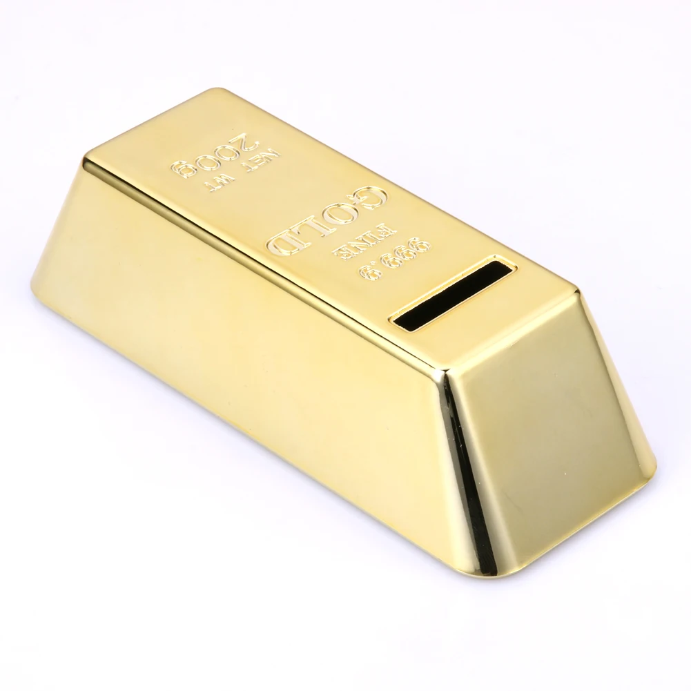 Gold Bullion Bar Coin Bank Simulation Plastic Piggy Bank Creative Novelty Small Size Portable for Kids Children Birthday Gifts 2