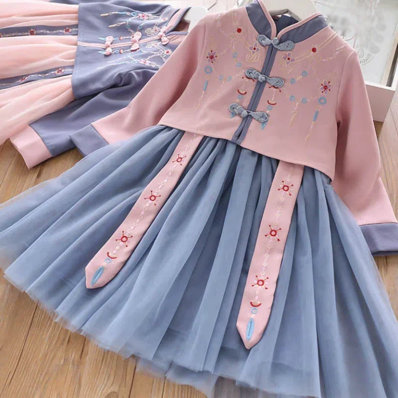 

New Chinese Hanfu dress Girls' Casual Embroidered Baby Girls Dress