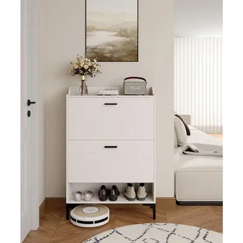 Modern Slim Hidden Shoe Organizer Tipping Shoe Rack With 2 Flip Drawers Shoerack Shoes Organization Furniture Shoe-shelf Cabinet 6
