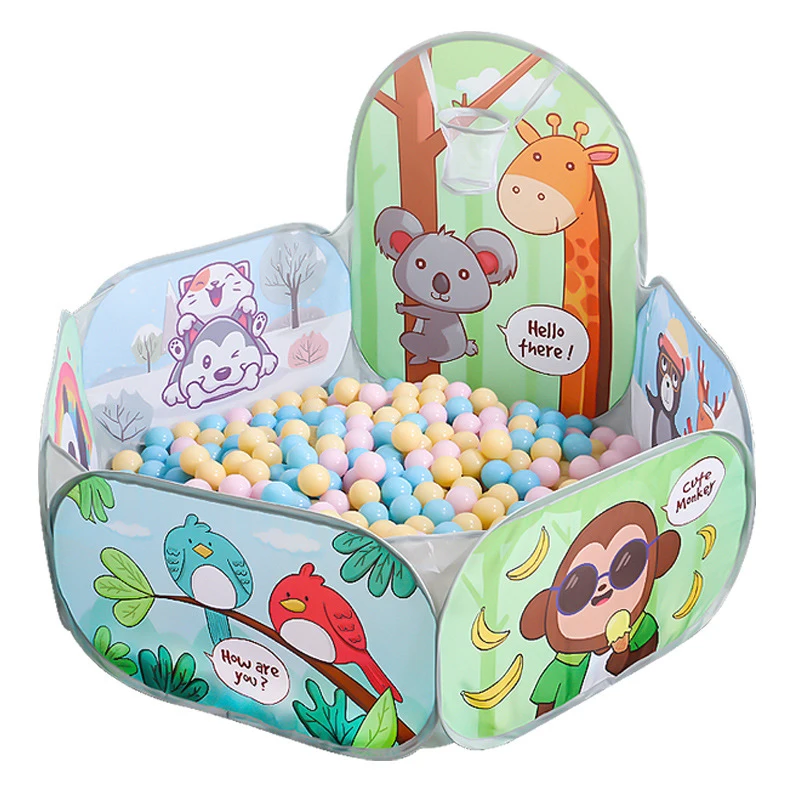 1.2M Kids Playpen Playground Baby Ball Pit Balls Dry Pool with Basketball Hoop Children's Tent Park Portable Kids Balloons Toys 2