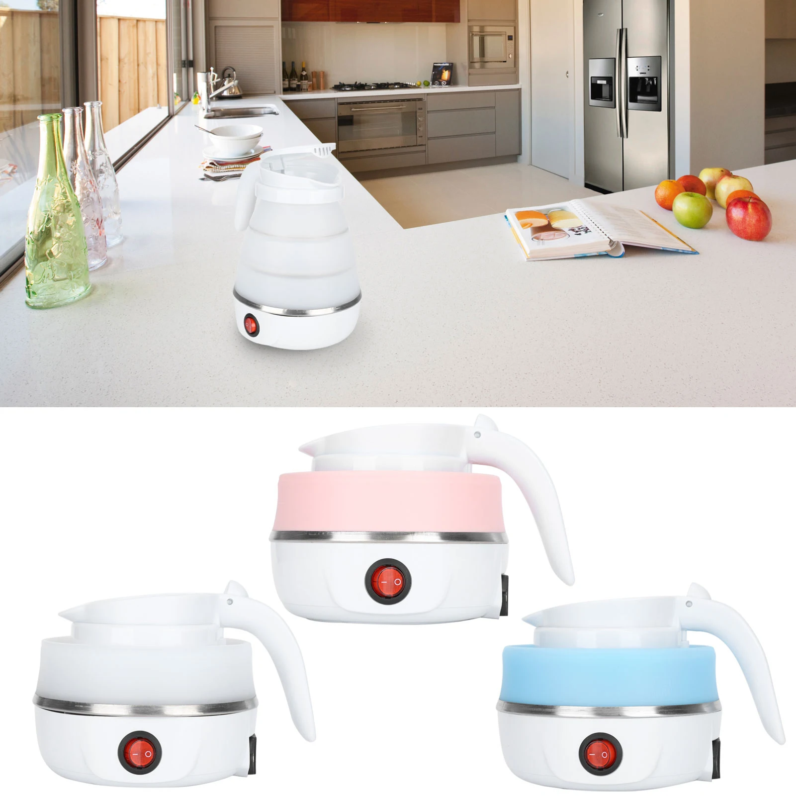 Folding Water Boiler Portable Silicone Household Electric Kettle 400W US Plug 110V 6