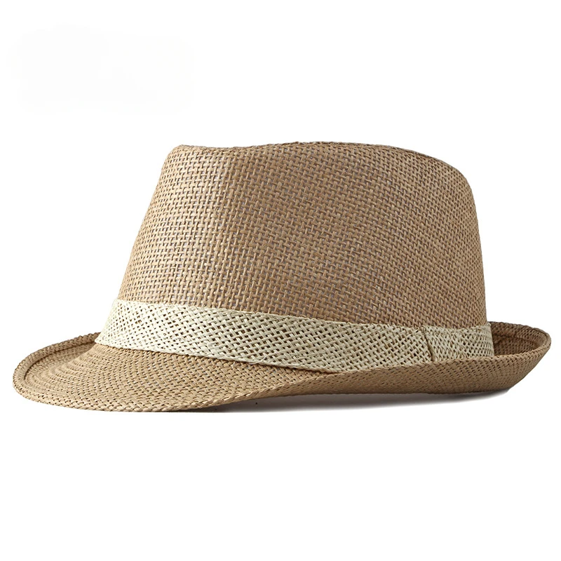 Straw hat Sun protection hat Fedora hat Fashion hat Simple Solid Jazz Hat Men Outdoor Beach Hat Women Straw Woven Stripe Sunshade Casual Buckle Beach Sun Fedoras Panama Cap
