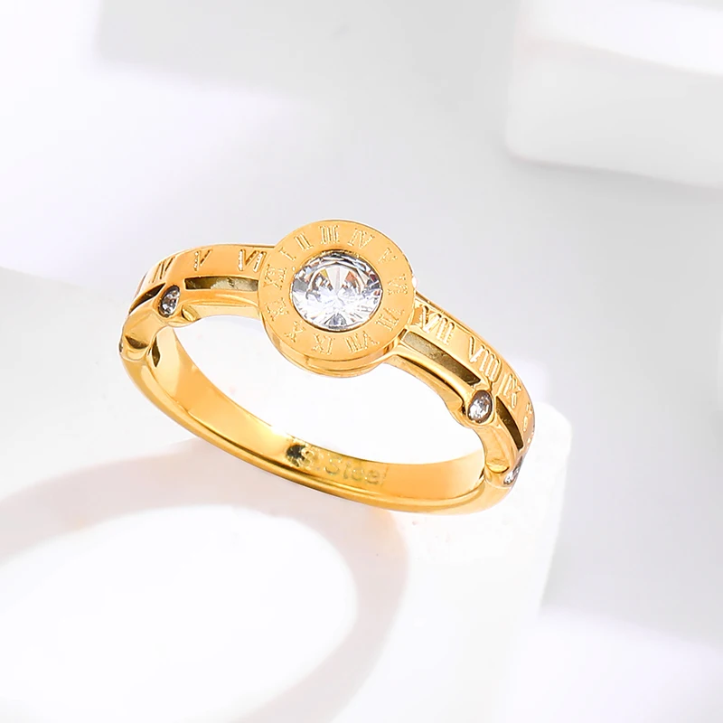 Stainless-Steel-Brand-Roman-Numerals-Design-Rings-With-White-Cubic ...