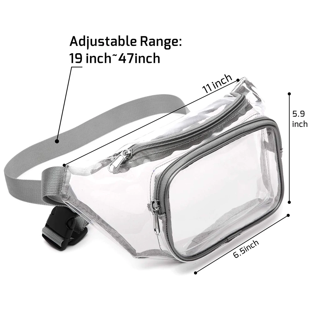 AZURAOKEY Marsupio in PVC trasparente, approvato dallo stadio for donne e uomini, marsupio trasparente imformeabile, marsupio trasparente regolabile for escursionismo, corsa, viaggi, concerti, Rosso