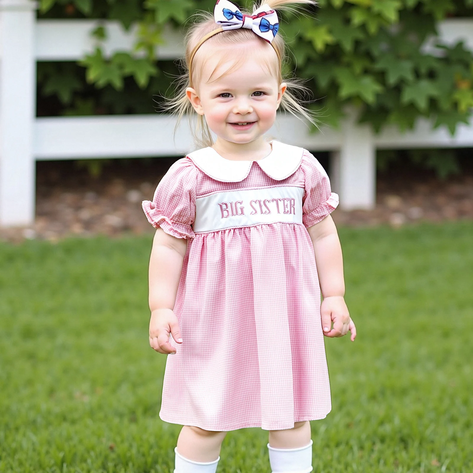 MISOWMNJOY Summer Baby Girl Clothes Princess Sister Matching Outfit Letter Embroidery Doll Collar Short Sleeve Baby Dress Romper 2