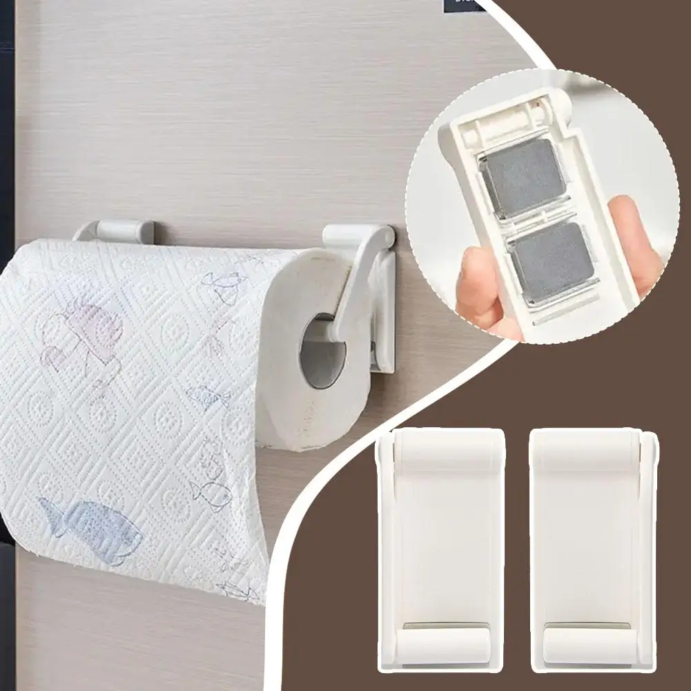 Household Magnetic Paper Towel Holder Kitchen Hanger Film Rack Storage Cling Dishcloth Punch-free Roll Holder Paper paper towel holder