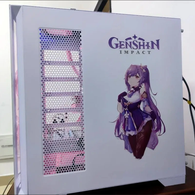 Adesivos de impacto Genshin para PC Case, Decor Decal, Impermeável, Removível, Jogos, Anime, Cute Girl, Caixa do computador, Mid Tower, 3Pcs, Conjunto