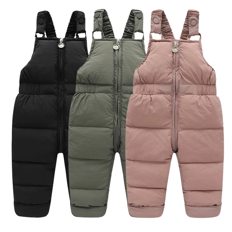 2024 Winter Daunen overall Hosen Herbst Jungen Mädchen dicke warme Hosen Kinder hochwertige Hosen neue Kinder Ski Down Overall