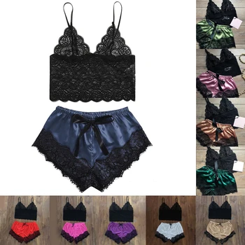 Women Lace Sexy Suspender Set Mini Skirt Nightwear Garter Bra