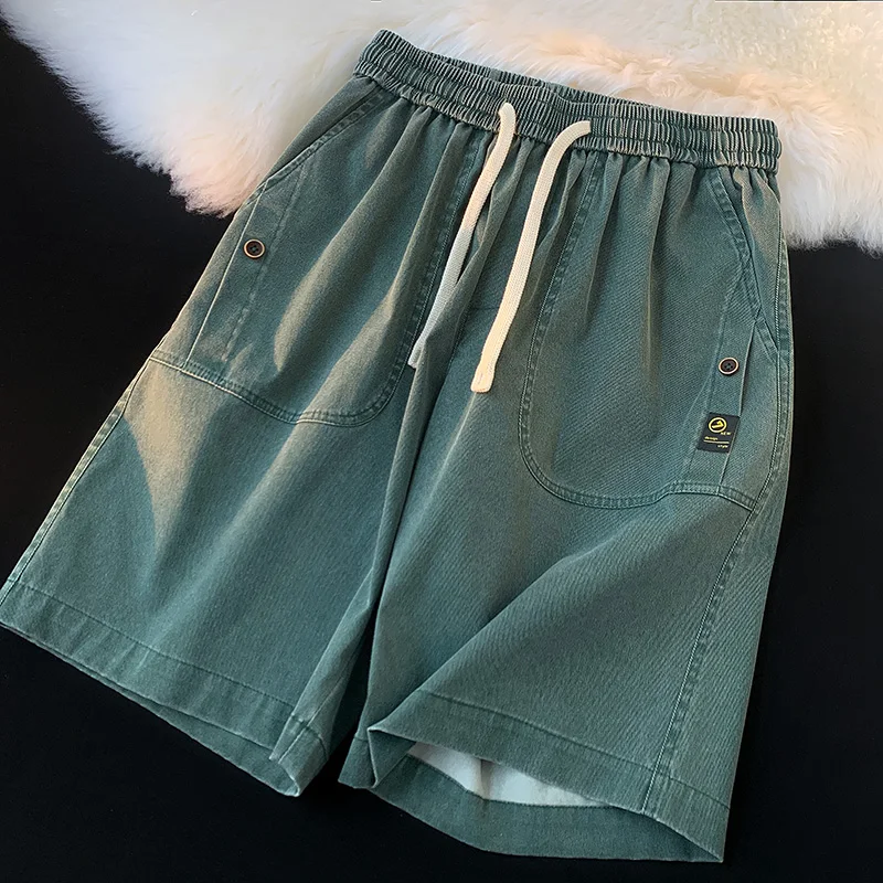 High Street Summer Shorts For Men Loose Retro Wash Pure Cotton Sprots Shorts Joggers Men Shorts Harajuku Baggy Pants Street