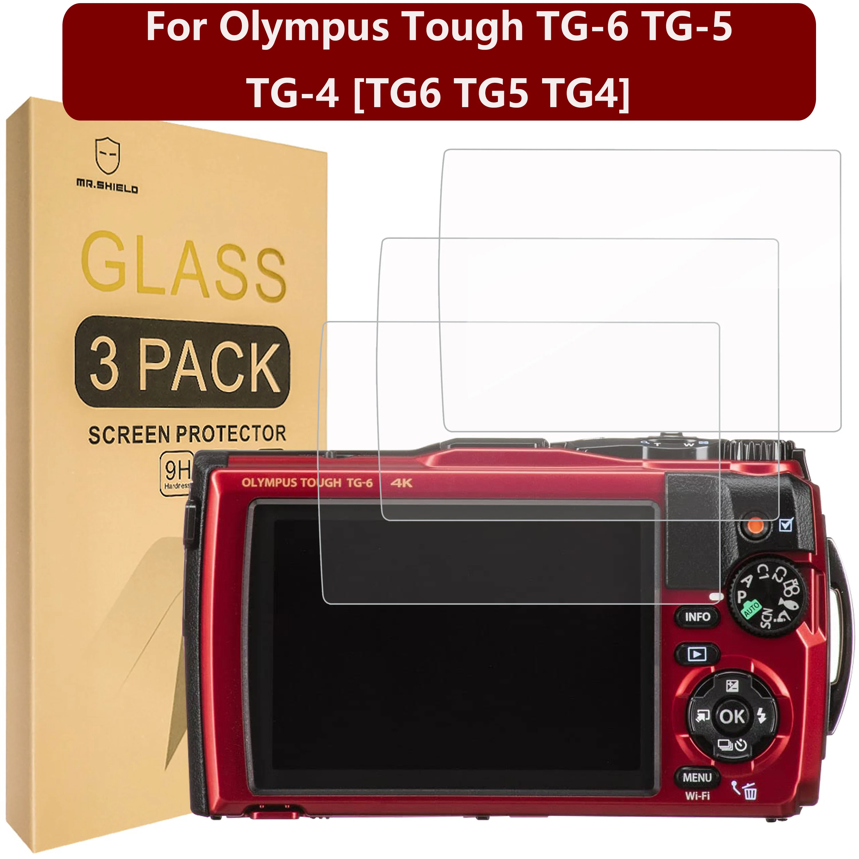 Mr.Shield [Confezione Da 3] Protezione Dello Schermo Per Olympus Tough Tg-6 Tg-5 Tg-4 [Tg6 Tg5 Tg4] [Vetro Temperato] [Durezza 9H]