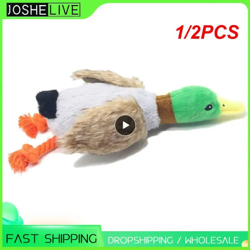 

1/2PCS Cute Plush Duck Sound Toy Stuffed Squeaky Animal Squeak Dog Toy Cleaning Tooth Dog Chew Rope Toys funny plush toys for