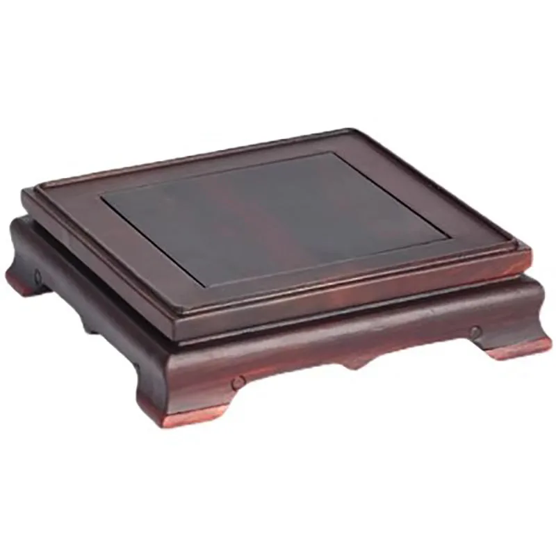Ming Style Red Sandalwood Square Rectangular Stone Vase, Ruyi Tea Pot, Bonsai Decoration, Buddha Statue Base