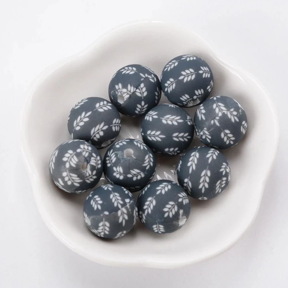 Description Picture 6 of itemLOFCA 10pcs 15mm printed silicone beads Colorful beaded Baby Teething glue DIY Jewelry bracelet Key beaded personality bracelet