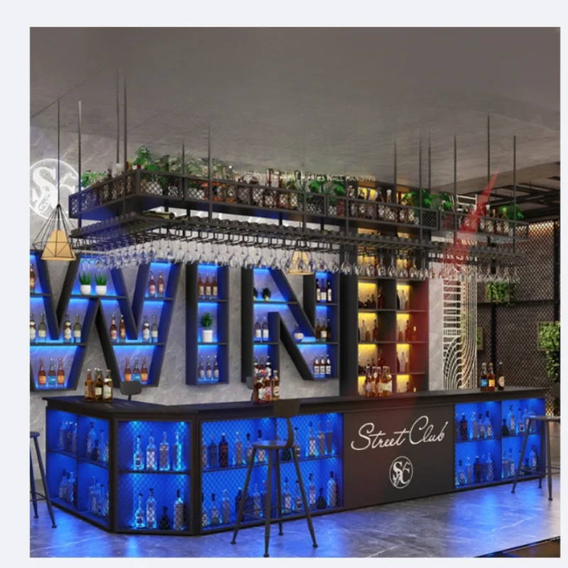 Iron front desk reception desk clear bar barbecue shop hot pot restaurant industrial style bar checkout page