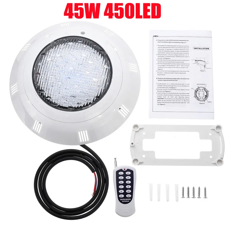 45W RGB Led Swimming Pool Light 450LED IP68 Waterproof AC12V-24V Outdoor RGB UnderWater Light Pond Led Piscina Luz Spotlight submersible led pool lights Underwater Lights