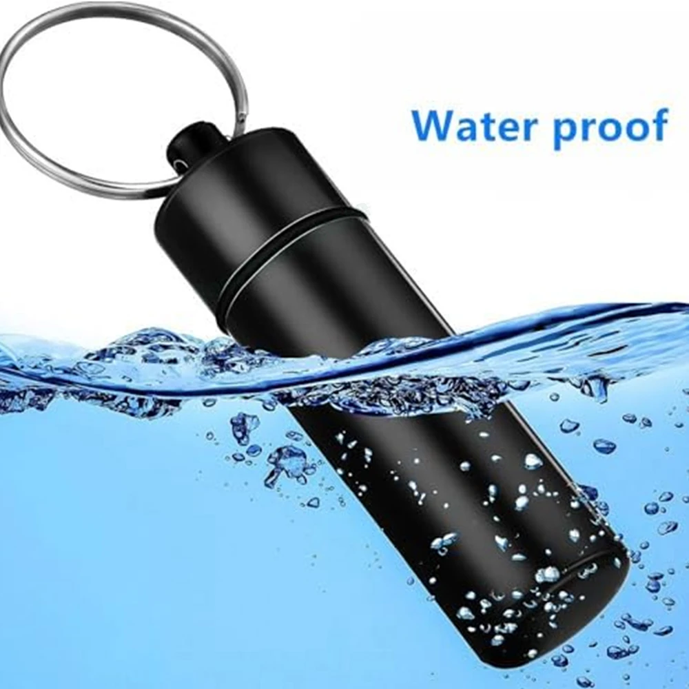 1Pce Color Outdoor Waterproof Aluminum Alloy Mini Pill Bottle Keychain Portable Pill Storage Container