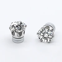 Unisex Magnetic Stud Earrings Round Crystal Rhinestone Clip Earrings Women Men Non Piercing Fake Earring Fashion Jewelry 1