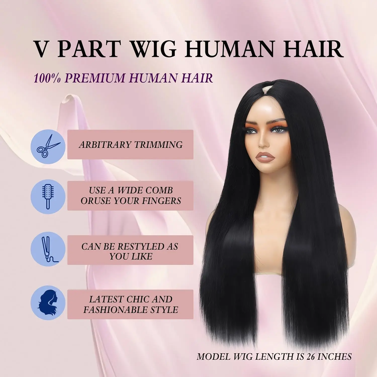 U Part Wigs V Part Wigs 150% Density 24 inches long Virgin Human Hair 20 Inch U Part Human Hair Wig Body Wave | Brazilian Virgin  main image 2