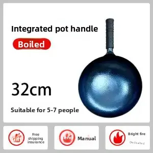 High-Grade Handmade Iron Pan Without Coating Health Wok Non-Stick Pan Gas Stove Induction Cooker General Zhangqiu Iron Wok 36CM - Image 6