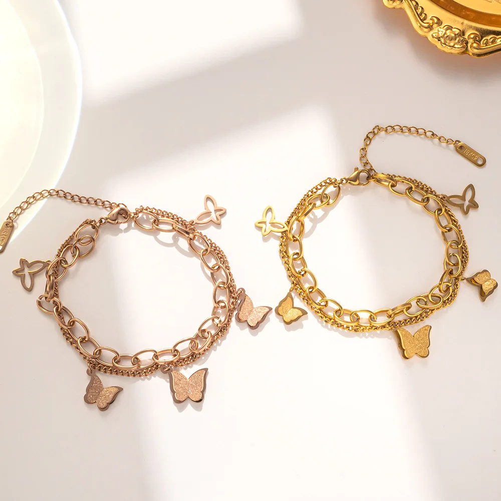 

Light luxury stainless steel butterfly bracelet for women