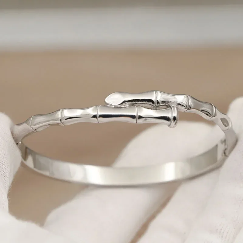 316L Stainless Steel Metal Bamboo Bangles for Women Fashion Brand Jewelry Classic Geometric Bracelets  Accessories 6