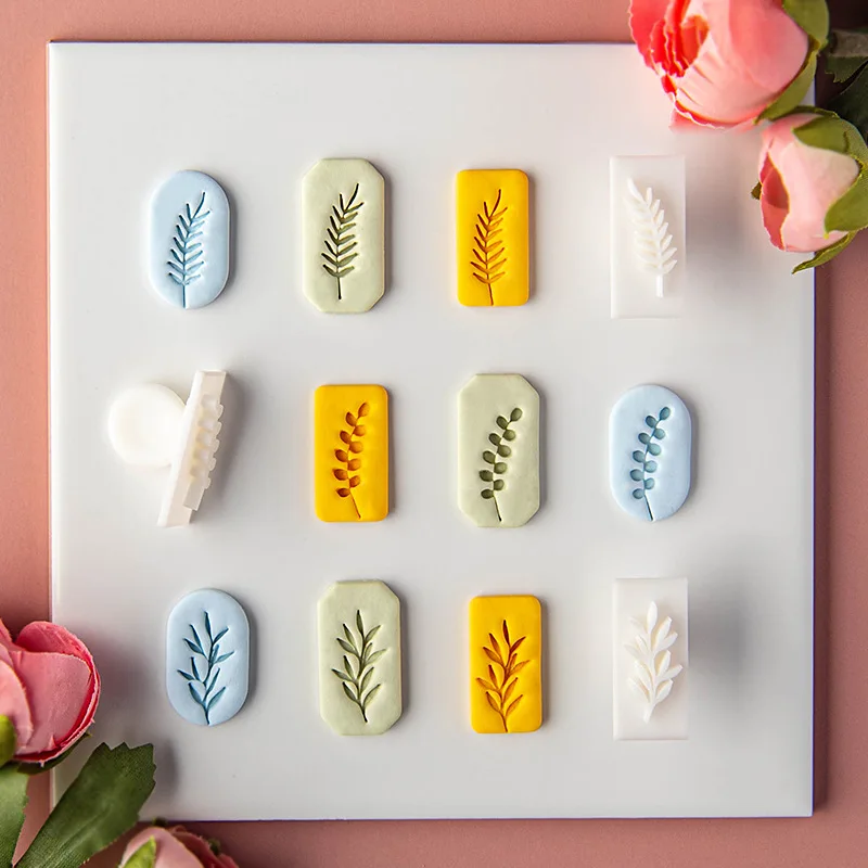 Grass Leaf Clay Stamps Embosser Seal Creative Polymer Clay Cutter Jewelry Pottery Ceramic Crafts Diy Earring Making Supply Tool polymer clay tools pottery tools clay sculpting tools pottery sculpting tools clay craft tool