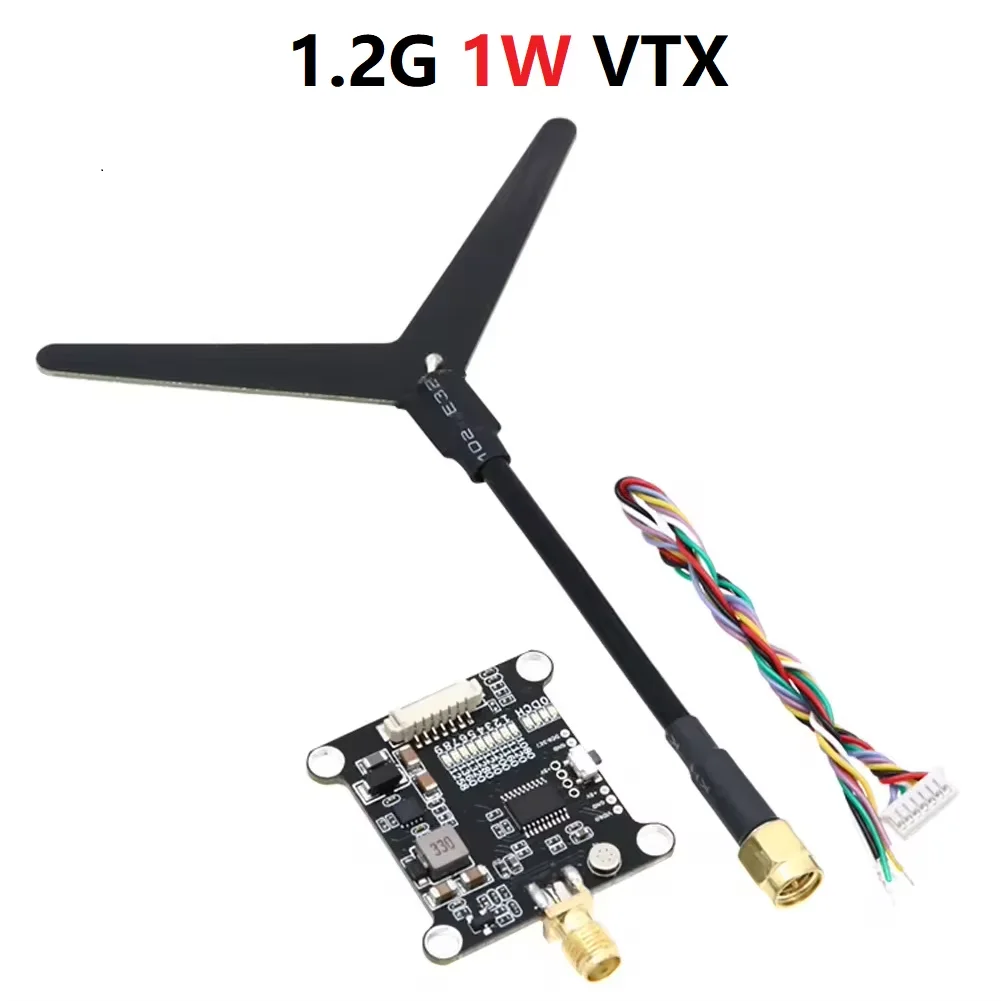 Émetteur vidéo 1.2G 800MW-2000MW pour drone RC FPV installé sur un drone avec câbles