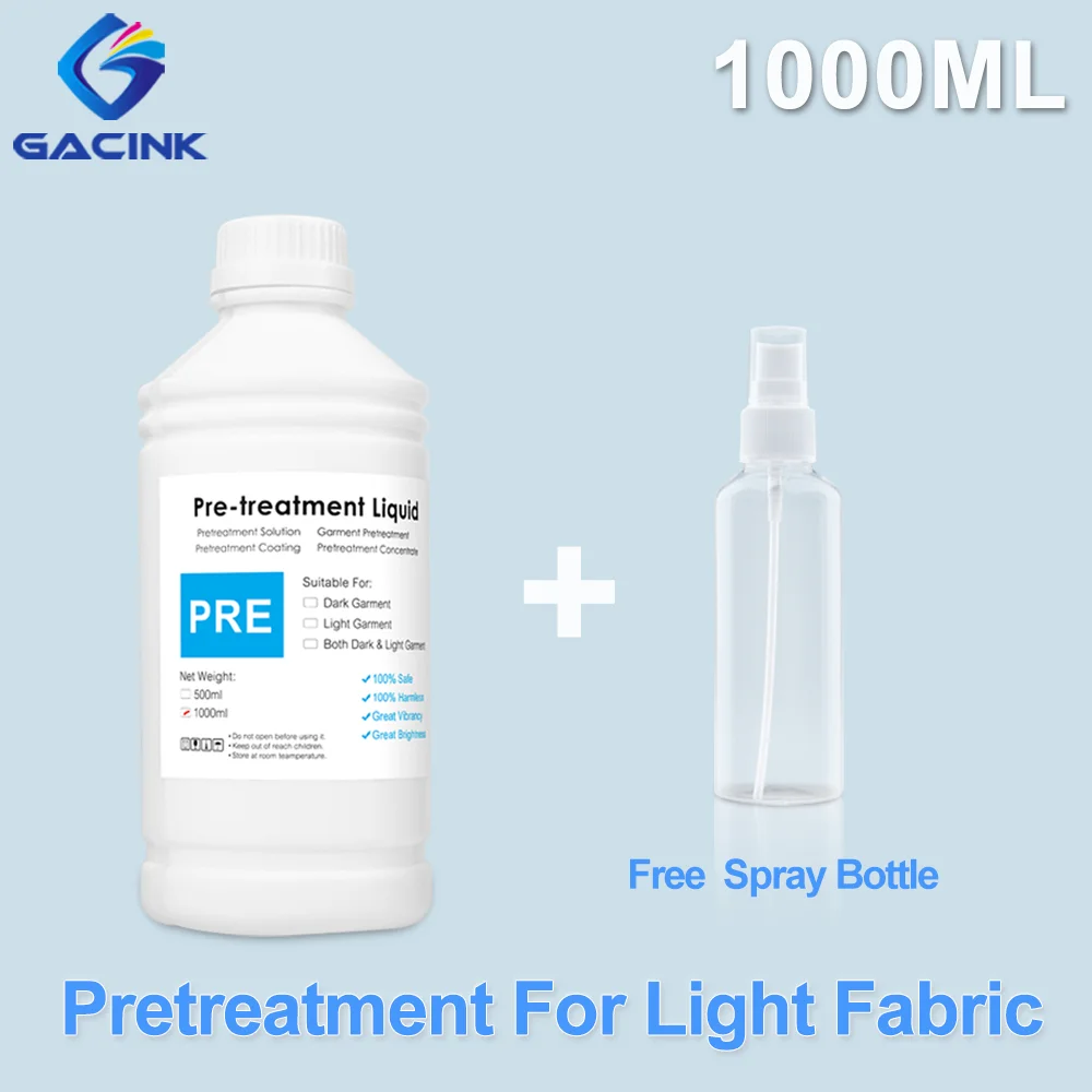 DTG Pre-Treatment Liquid 1000ML/Bottle For Textile Ink Garment Ink Light And Dark Colored Pre-Coating DTG Printer