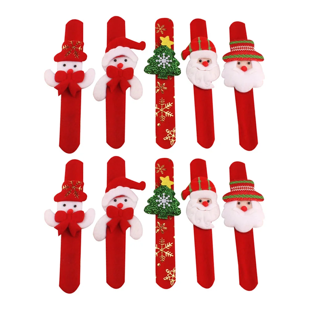 

Kids Christmas Snap Bracelet Santa Snowman Design Wristband Patting Hand Band Elk Slap Bracelet Party Favor (Random Style)