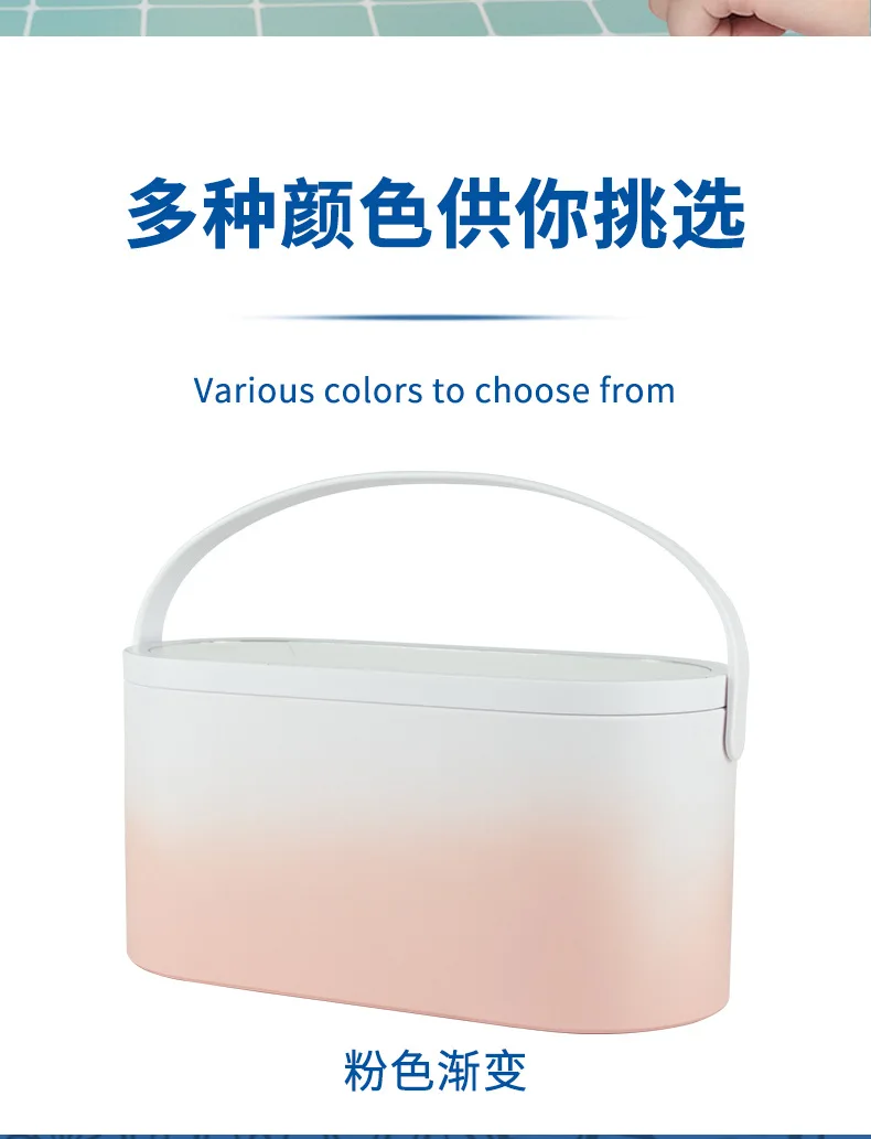 Makeup Storage Box With Mirror Light Portable Led Travel Makeup Cosmetics Storage Box Touch Light Storage Organizer