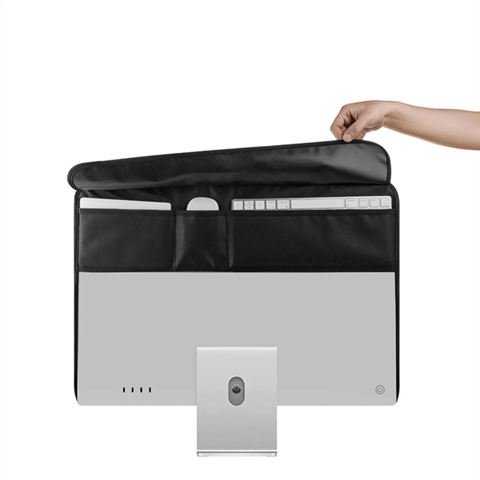 Protezione Antipolvere Per Monitor Da Tavolo In Nylon Nero In Pelle Pu Con Fodera Morbida Interna Per Schermo Lcd Monitor Imac Da 24 Pollici