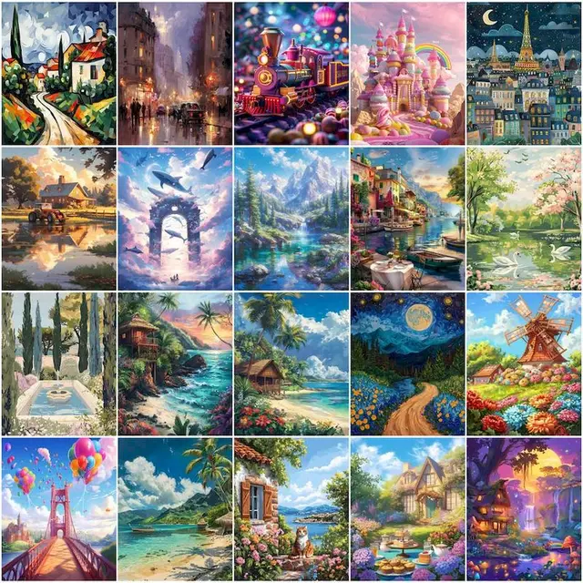 Gatyztoire – peinture par numéros pour adultes, coloriage de paysage, peintures acryliques, artisanat d'art, peinture, fournitures d'art, décoration murale 1