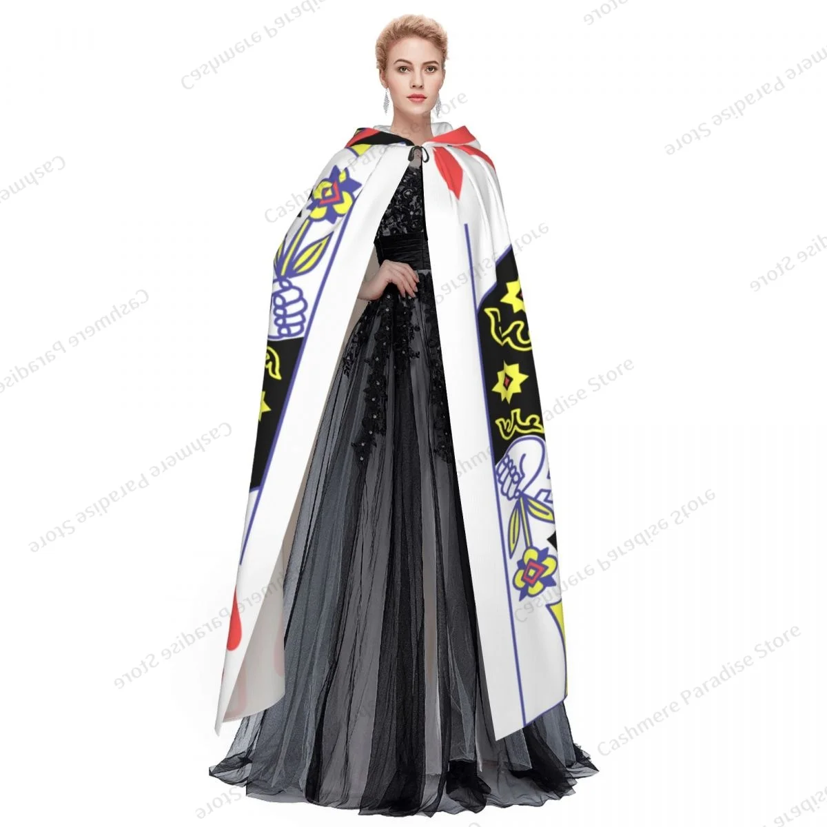 Long Cape Cloak Queen Of Hearts Hooded Cloak Coat Hoodies Elf Purim