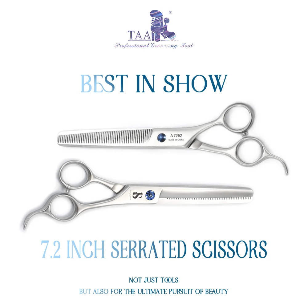 

TAA 7.2 Inch Serrated Scissors for Dog Pet Scissors Professional Grooming Scissors Pet Shears Alloy Steel Ultra Light Scissors