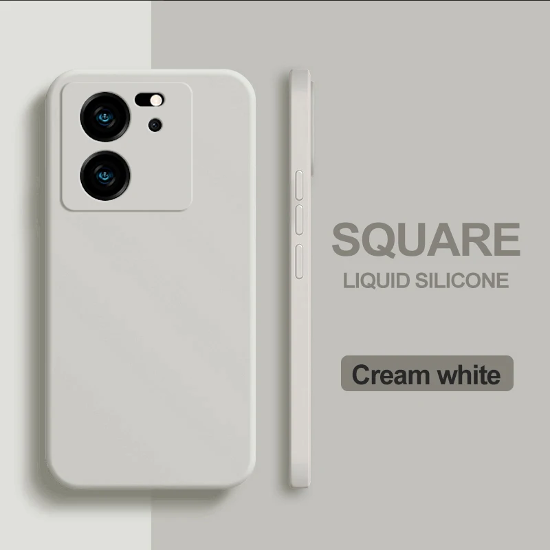 Square Liquid Silicone Shockproof Case with Camera Lens Protector