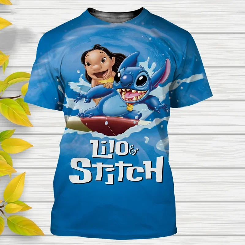 2024 Summer Disney Hot Sale Stitch 3d Print T Shirt Children Clothes Cartoons Kids T-shirts Casual Tops Tee 1-14 Years 2