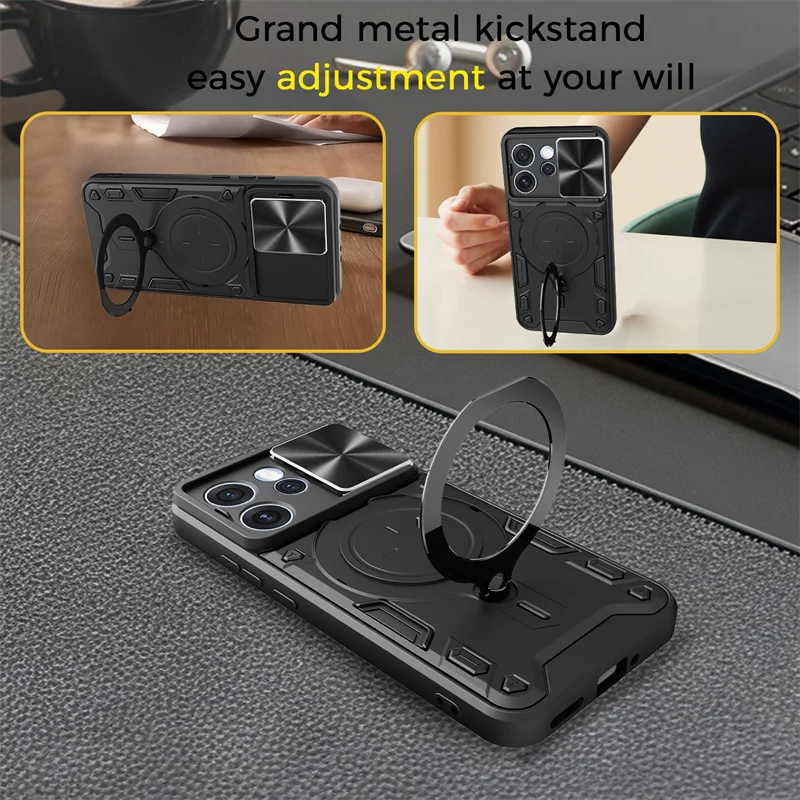 Camera Lens Protection Case with Magnetic Holder and Ring Stand