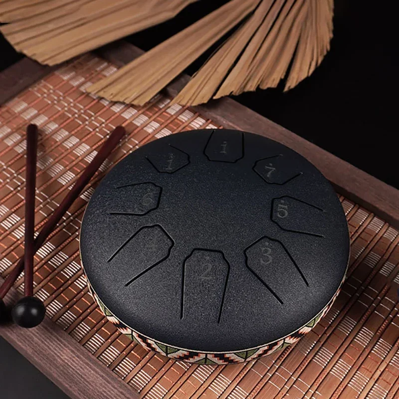 Treble Steel Tongue Drum 6 Inch 8 Note Mini Hand Drum for Children Beginner Ethereal Drums Meditation Musical Instruments Toys