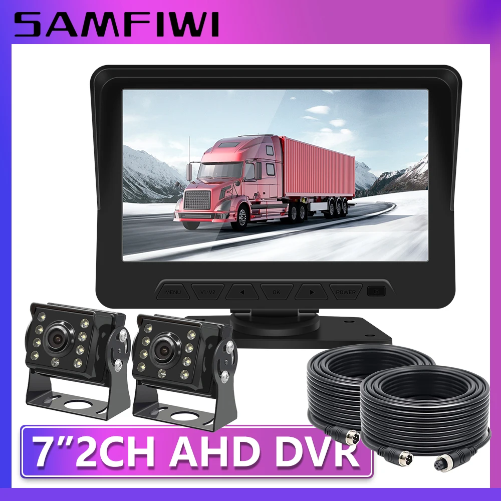 

7-дюймовый экран для монитора грузовика, камера заднего вида для грузовика, автобуса, трейлера, экскаватора, изображение заднего вида, 12-24 В, дисплей, резервная камера