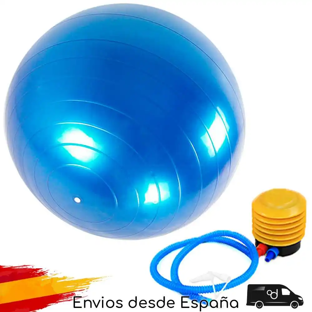 Palla 65Cm Gonfiabile Per Esercizi Yoga Pilates Fitness Palestra + Pompa Blu Ball Training For Gym Core Exercise + Pump