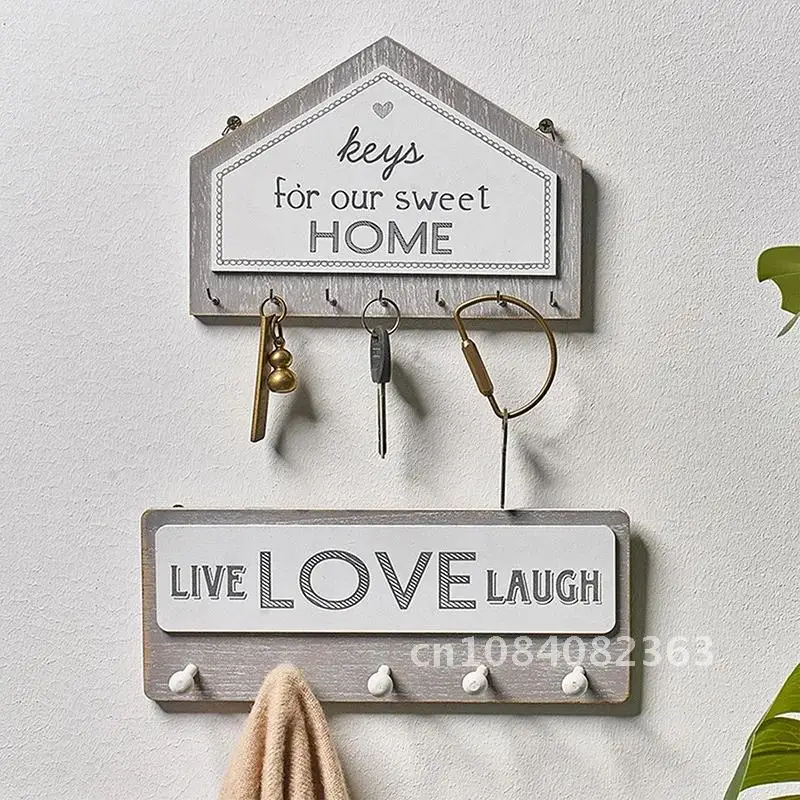 

Key Hanger Holder Wall Hanging Wood Coat Hook Vintage Hallway Home Space Saving Small Bedroom Door Back Decorative Room Rack