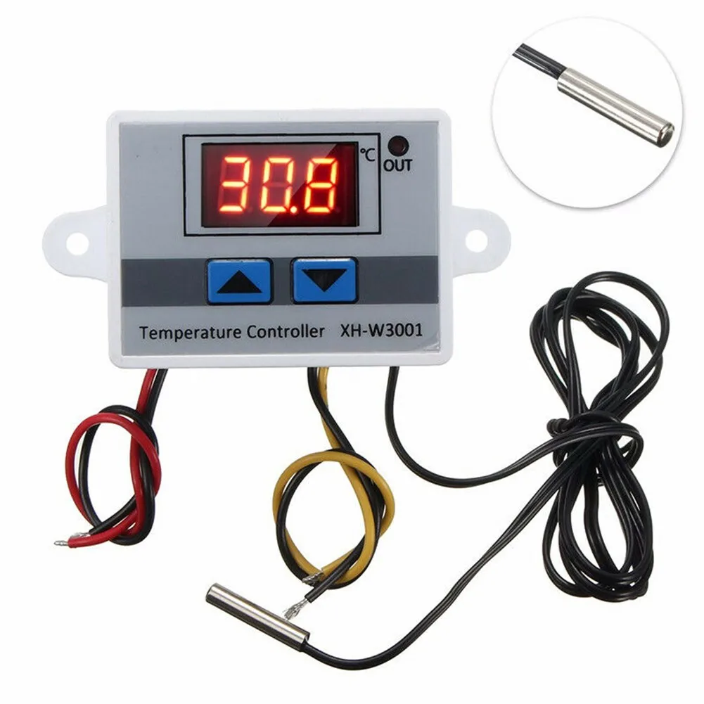 

Digital Temperature Controller 10A Thermostat Control Switch With Probe AC220V 1500W -50℃~110℃ LED Temperature Display