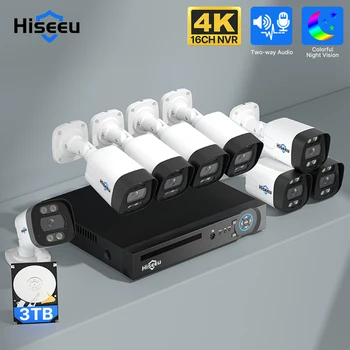 Hiseeu 5MP CCTV 10CH 4K NVR POE ONVIF Kit Caméra IP Camera Voiture Vigilância De Recul Security Protection Appareille Photo De Video Surveillance Maison pour La Maison Extérieure Camara Exterior