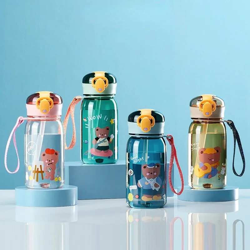 1pc 480ml Kids Water Bottle For School Boys Girls, Cup With Straw, Cute  Cartoon Leak-proof Mug, Portable Travel Drinking Tumbler,Baby feeding cup,sippy  cup