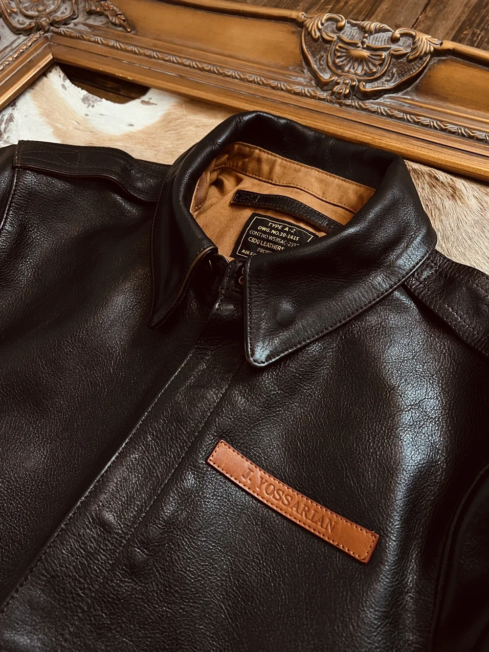 

Tailor Brando American Vintage Tea Core Cowhide A2 Pilot Jacket TALON Zip Slim Classic Leather Biker Jacket