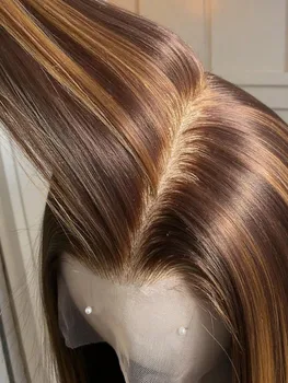 4/27 Straight Lace Front Wigs Human Hair 13x6 HD Lace Frontal Wigs Pre Plucked With Baby Hair Highlight Straight Wigs For Women 1