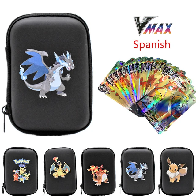 2022 Spanish VMAX Flash Pokemon Pikachu Game Cards 50 Capacity Cards Holder Album Hard Case Card Holder Book Storage Box Toys 1