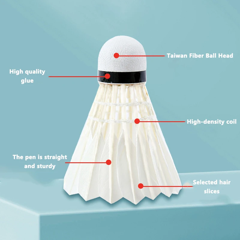 Professional Badminton Balls White Goose Feather Shuttlecock Stable Training Sport Badminton Ball Sport Accessories 12Pcs badminton shuttlecock