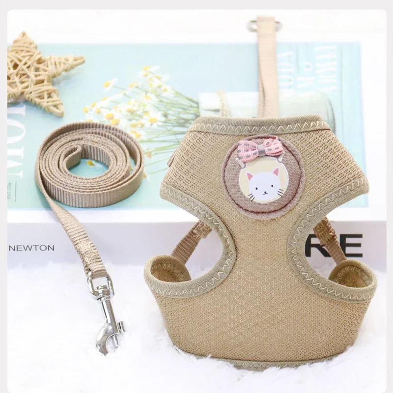 Breathable Mesh Cat Small Dog Harness And Leash for French Bulldog Chihuahua Pug pet harness leash set pet harness set pet leash set